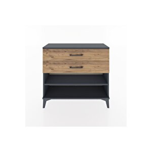 Arges Şifonyer Tek Raflı 2 Çekmeceli 88x30x80 Antrasit-çam