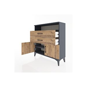 Arges Şifonyer 2 Raflı 2 Çekmeceli 2 Kapaklı 88x30x96 Antrasit-çam