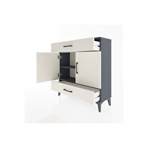 Arges Şifonyer 2 Raflı 2 Çekmeceli 2 Kapaklı 88x30x96 Antrasit-aytaşı