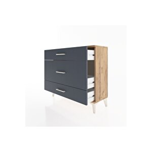 Arges Şifonyer 3 Çekmeceli 88x30x80 Çam-antrasit