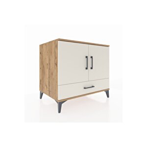 Kronos Şifonyer 2 Raflı Tek Çekmeceli 2 Kapaklı 88x59x80 Çam-aytaşı