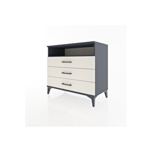 Hyperion Şifonyer Tek Raflı 3 Çekmeceli 88x44x80 Antrasit-aytaşı