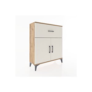 Arges Şifonyer Tek Raflı Tek Çekmeceli 2 Kapaklı 88x30x106 Çam-aytaşı