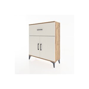 Arges Şifonyer Tek Raflı Tek Çekmeceli 2 Kapaklı 88x30x106 Çam-aytaşı