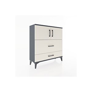 Arges Şifonyer 2 Raflı 2 Çekmeceli 2 Kapaklı 88x30x96 Antrasit-aytaşı