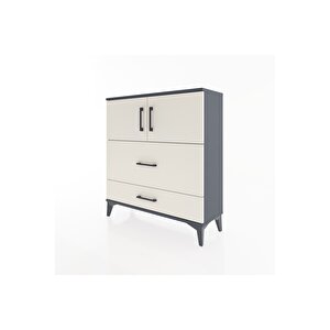 Arges Şifonyer 2 Raflı 2 Çekmeceli 2 Kapaklı 88x30x96 Antrasit-aytaşı