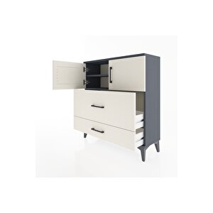 Arges Şifonyer 2 Raflı 2 Çekmeceli 2 Kapaklı 88x30x96 Antrasit-aytaşı