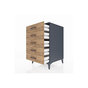 Kronos Komodin 5 Çekmeceli 60x59x96 Antrasit-çam