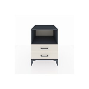 Kronos Komodin Tek Raflı 2 Çekmeceli 60x59x80 Antrasit-aytaşı