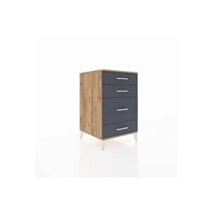 Kronos Komodin 4 Çekmeceli 60x59x96 Çam-antrasit