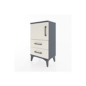 Arges Komodin 2 Raflı 2 Çekmeceli Tek Kapaklı 44x30x80 Antrasit-aytaşı