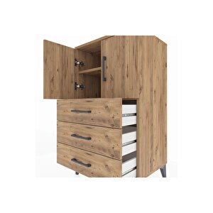 Hyperion Komodin 2 Raflı 3 Çekmeceli 2 Kapaklı 60x44x106 Çam-çam