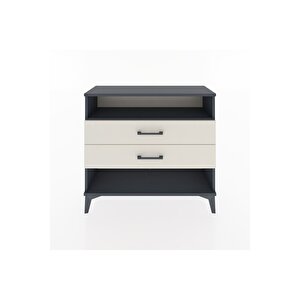 Arges Şifonyer Tek Raflı 2 Çekmeceli 88x30x80 Antrasit-aytaşı