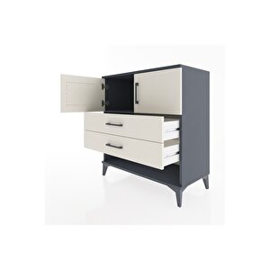 Hyperion Şifonyer Tek Raflı 2 Çekmeceli 2 Kapaklı 88x44x96 Antrasit-aytaşı