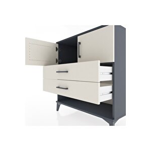 Hyperion Şifonyer Tek Raflı 2 Çekmeceli 2 Kapaklı 88x44x96 Antrasit-aytaşı