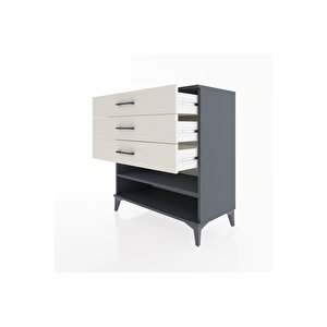 Hyperion Şifonyer Tek Raflı 3 Çekmeceli 88x44x96 Antrasit-aytaşı