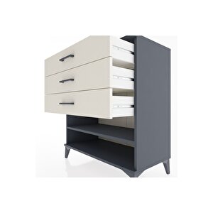 Hyperion Şifonyer Tek Raflı 3 Çekmeceli 88x44x96 Antrasit-aytaşı