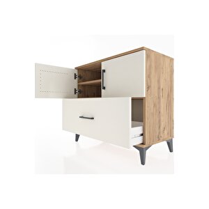 Hyperion Şifonyer 2 Raflı Tek Çekmeceli 2 Kapaklı 88x44x80 Çam-aytaşı
