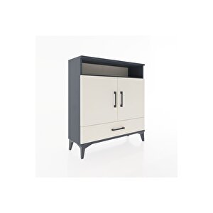 Arges Şifonyer 3 Raflı Tek Çekmeceli 2 Kapaklı 88x30x96 Antrasit-aytaşı