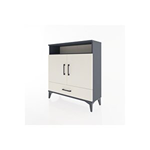 Arges Şifonyer 3 Raflı Tek Çekmeceli 2 Kapaklı 88x30x96 Antrasit-aytaşı