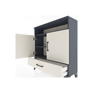 Arges Şifonyer 3 Raflı Tek Çekmeceli 2 Kapaklı 88x30x96 Antrasit-aytaşı