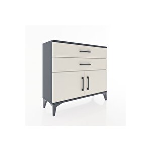 Arges Şifonyer Tek Raflı 2 Çekmeceli 2 Kapaklı 88x30x80 Antrasit-aytaşı