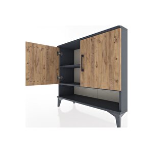 Arges Şifonyer 2 Raflı 2 Kapaklı 88x30x80 Antrasit-çam
