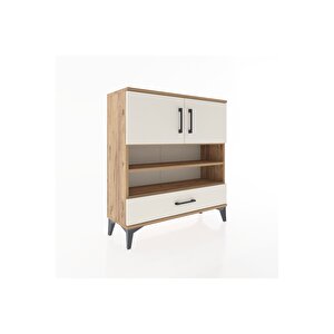 Arges Şifonyer 4 Raflı Tek Çekmeceli 2 Kapaklı 88x30x96 Çam-aytaşı