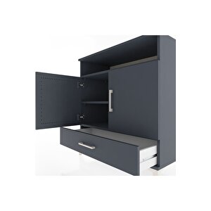 Hyperion Şifonyer 3 Raflı Tek Çekmeceli 2 Kapaklı 88x44x96 Antrasit-antrasit