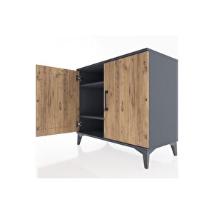 Hyperion Şifonyer 2 Raflı 2 Kapaklı 88x44x80 Antrasit-çam