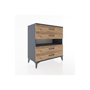 Hyperion Şifonyer Tek Raflı 4 Çekmeceli 88x44x96 Antrasit-çam