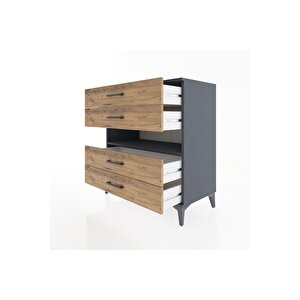 Hyperion Şifonyer Tek Raflı 4 Çekmeceli 88x44x96 Antrasit-çam