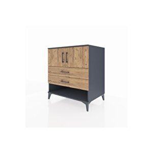 Kronos Şifonyer 2 Raflı 2 Çekmeceli 2 Kapaklı 88x59x96 Antrasit-çam