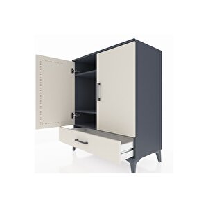 Hyperion Şifonyer 3 Raflı Tek Çekmeceli 2 Kapaklı 88x44x106 Antrasit-aytaşı