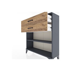 Arges Şifonyer Tek Raflı 2 Çekmeceli 88x30x96 Antrasit-çam