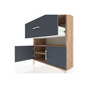 Hyperion Şifonyer 2 Raflı Tek Çekmeceli 2 Kapaklı 88x44x96 Çam-antrasit