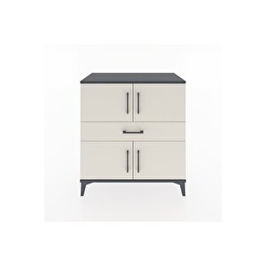 Hyperion Şifonyer Tek Raflı Tek Çekmeceli 4 Kapaklı 88x44x96 Antrasit-aytaşı