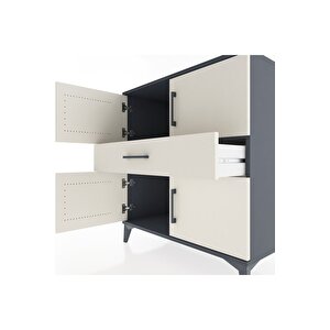 Hyperion Şifonyer Tek Raflı Tek Çekmeceli 4 Kapaklı 88x44x96 Antrasit-aytaşı