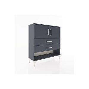 Arges Şifonyer 2 Raflı 2 Çekmeceli 2 Kapaklı 88x30x96 Antrasit-antrasit