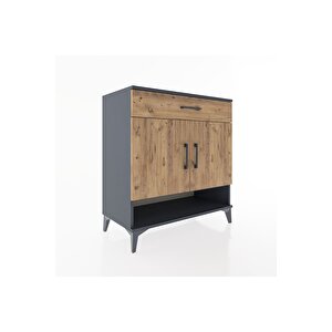 Hyperion Şifonyer Tek Raflı Tek Çekmeceli 2 Kapaklı 88x44x96 Antrasit-çam