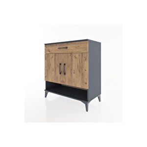 Hyperion Şifonyer Tek Raflı Tek Çekmeceli 2 Kapaklı 88x44x96 Antrasit-çam