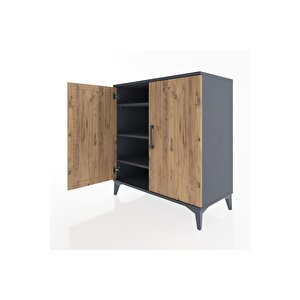 Hyperion Şifonyer 3 Raflı 2 Kapaklı 88x44x96 Antrasit-çam