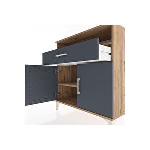 Hyperion Şifonyer Tek Raflı Tek Çekmeceli 2 Kapaklı 88x44x96 Çam-antrasit