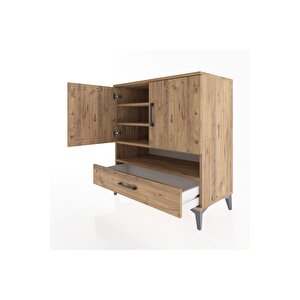 Hyperion Şifonyer 4 Raflı Tek Çekmeceli 2 Kapaklı 88x44x96 Çam-çam