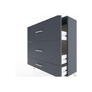 Arges Şifonyer 3 Çekmeceli 88x30x96 Antrasit-antrasit