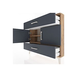 Arges Şifonyer 2 Raflı 2 Çekmeceli 2 Kapaklı 88x30x80 Çam-antrasit