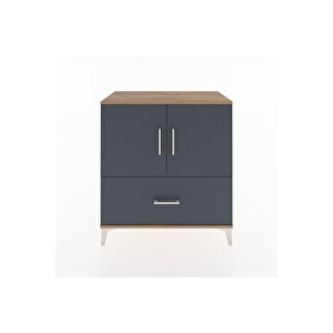 Hyperion Şifonyer 3 Raflı Tek Çekmeceli 2 Kapaklı 88x44x96 Çam-antrasit