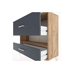 Arges Şifonyer Tek Raflı 2 Çekmeceli 88x30x80 Çam-antrasit