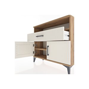 Arges Şifonyer 2 Raflı Tek Çekmeceli 2 Kapaklı 88x30x80 Çam-aytaşı