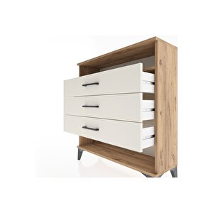 Arges Şifonyer Tek Raflı 3 Çekmeceli 88x30x96 Çam-aytaşı